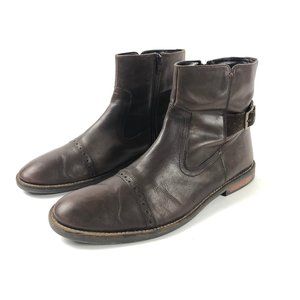 Ben Sherman Brown Leather Ankle Boots Buckle 11 US